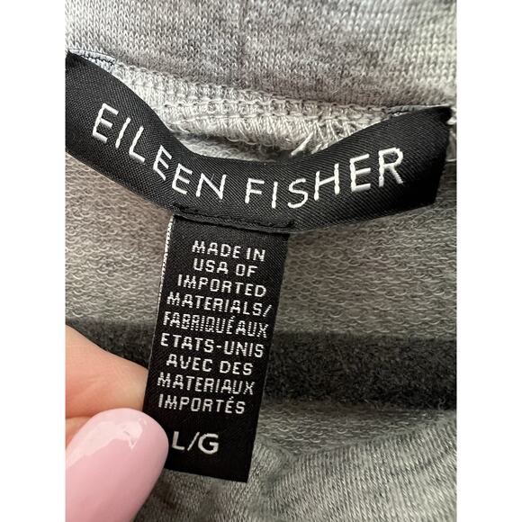 EILEEN FISHER Gray Tencel Jersey Funnel Neck Relaxed Midi Jumper Dress Sz L - Picture 8 of 12